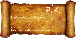 Petrovits Adony névjegykártya